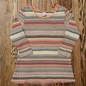 colorful knit long sleeve top